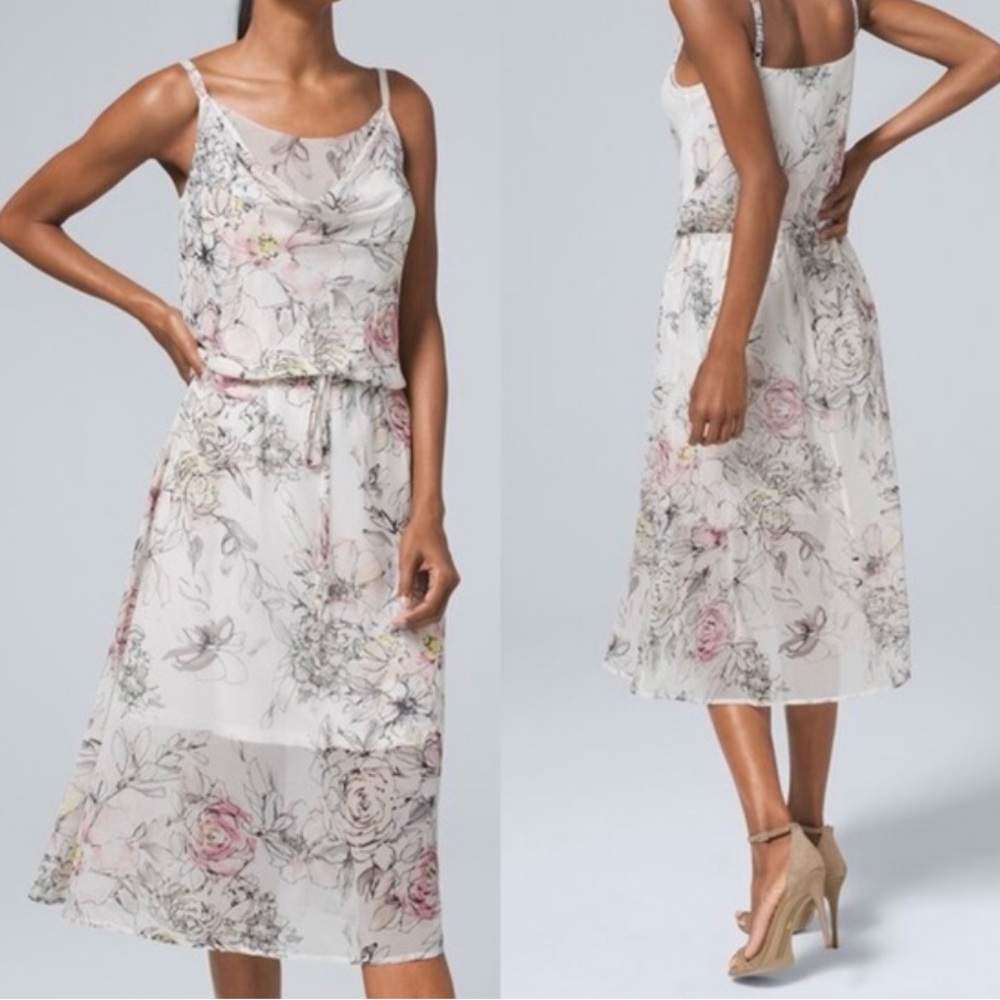White House Black Market Floral- print blouson dress size XS